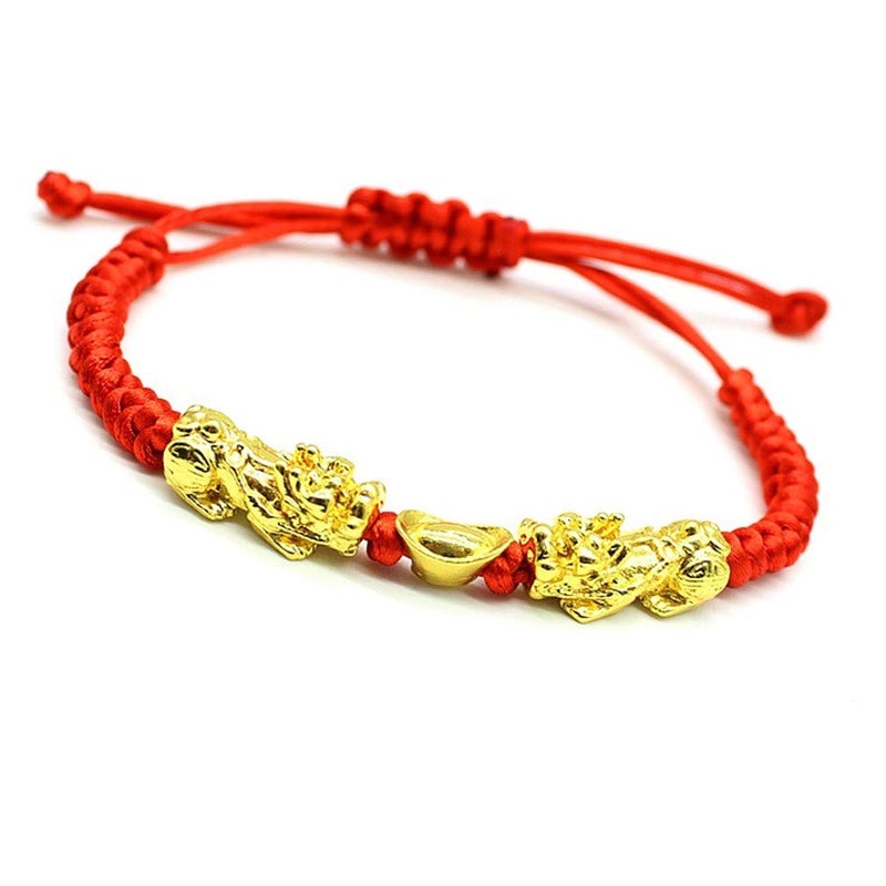 MANRUO Feng Shui The Best Red String Bracelet with Double Pi Xiu/Pi Yao and Golden Wealth Ingots Bracelet Jewelry Attract Wealth and Good Luck - Image 5